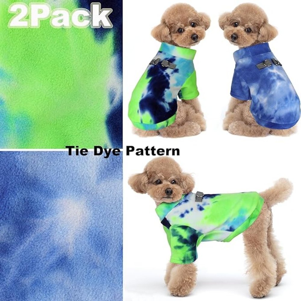 2 Pack Dog Tie Dye Fleece Dog Coat Unused Size Small By Dogcheer
